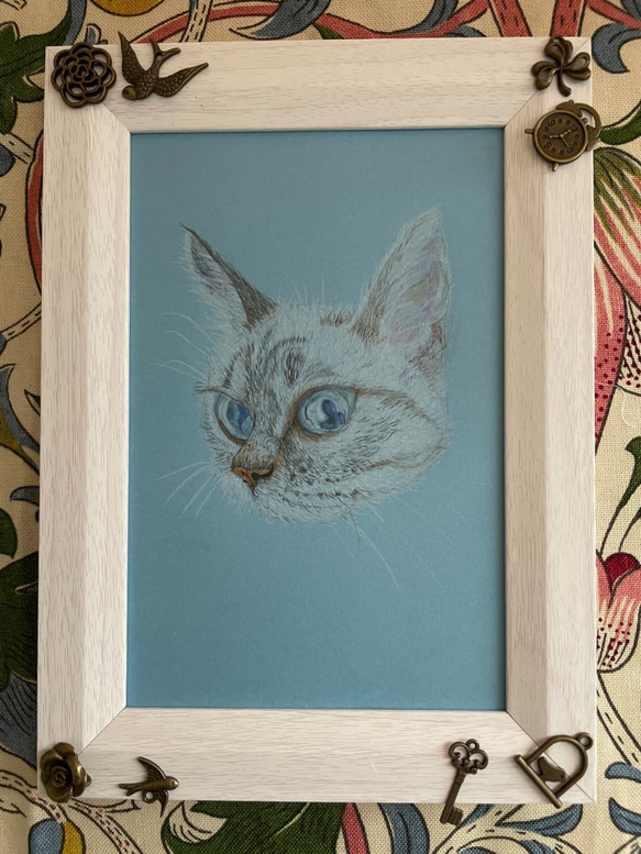 色鉛筆画A4 猫クリスマス10 猫の色鉛筆画 - 印象のデザイン