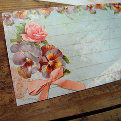 メッセージカード＆封筒セット　薔薇とリボン・アイスブルー 2枚目の画像