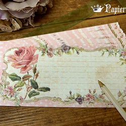 大きめサイズ　一筆箋★ピンクの薔薇　ビクトリアン 2枚目の画像