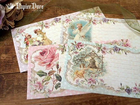 大きめサイズ　一筆箋★ピンクの薔薇　ビクトリアン 4枚目の画像