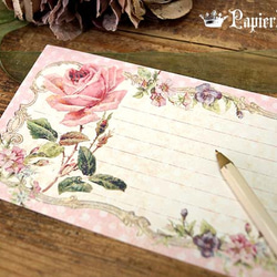 大きめサイズ　一筆箋★ピンクの薔薇　ビクトリアン 5枚目の画像
