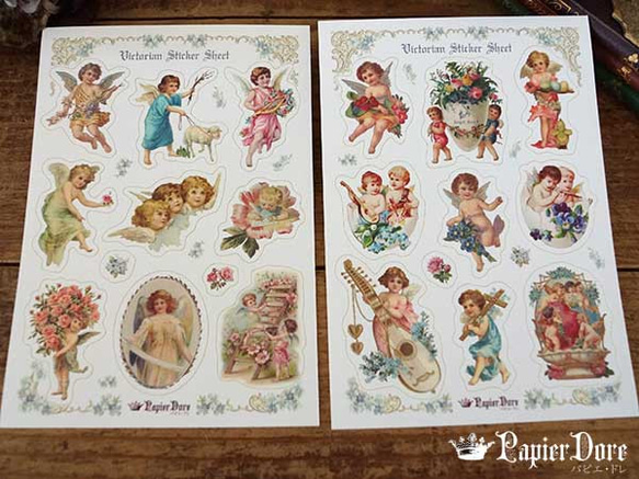 カットシール ２枚セット ★ 天使　シール　ヴィクトリアン アンティーク調 3枚目の画像