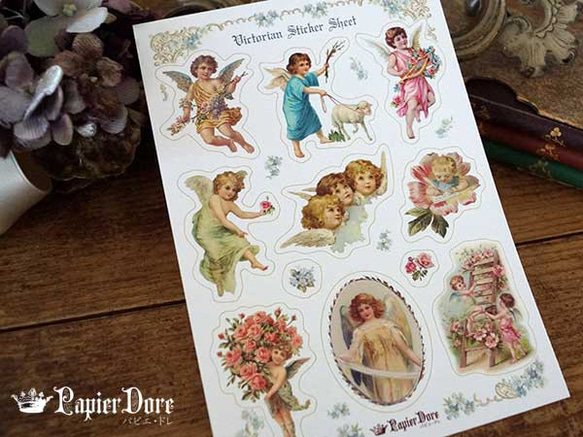 カットシール ２枚セット ★ 天使　シール　ヴィクトリアン アンティーク調 4枚目の画像