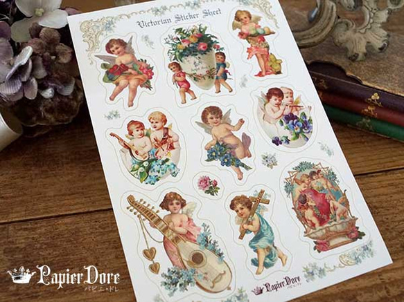 カットシール ２枚セット ★ 天使　シール　ヴィクトリアン アンティーク調 5枚目の画像