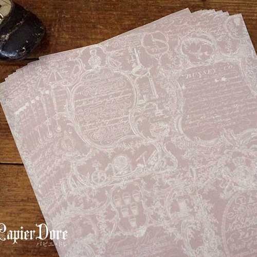 ミニ包装紙☆古文書：モーヴピンク・A4サイズ10枚 ヴィクトリアン