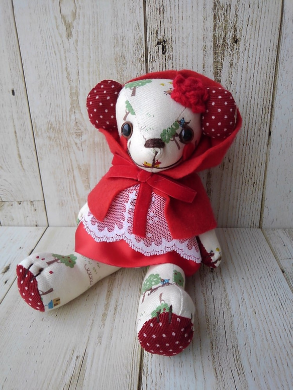 ファンタジー】赤ずきんくま(23cmテディベア) ぬいぐるみ mokobear