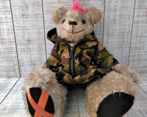 モヒカンくん】迷彩柄のカモくま（35cmテディベア） ぬいぐるみ
