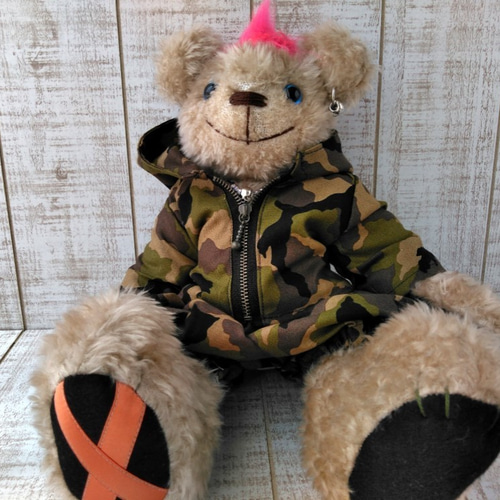モヒカンくん】迷彩柄のカモくま（35cmテディベア） ぬいぐるみ