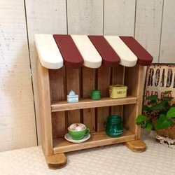 ☆再販×3☆台所周りもスッキリ収納♪キッチン収納棚♪4段 マホガニー