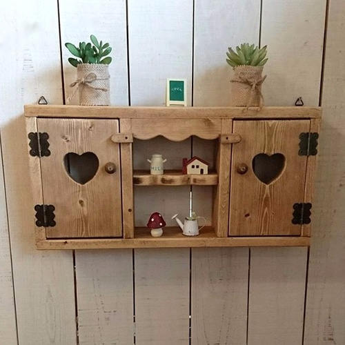 カントリー 木製 ハート♪ オープンシェルフ パイン材 カントリー家具