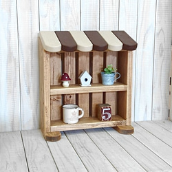 2段）カフェ風アンティーク木製ラック キッチンラック スパイスラック