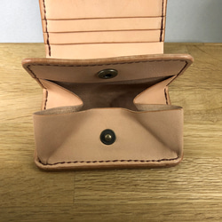 ヌメ革二つ折りミニマル財布ICカードポケット付き（受注生産） 5枚目の画像