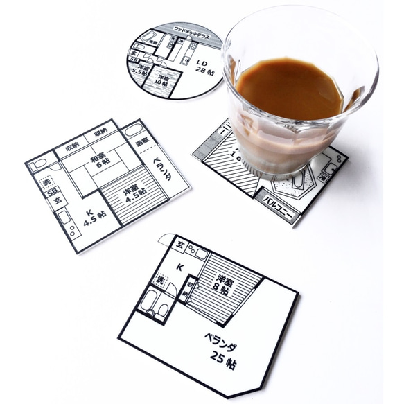 【１枚】～不動産のチラシ風～間取り図コースター 1枚目の画像