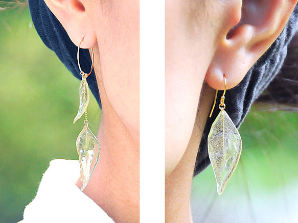 野草の葉っぱ【アシンメトリ】ピアス/イヤリング 2枚目の画像