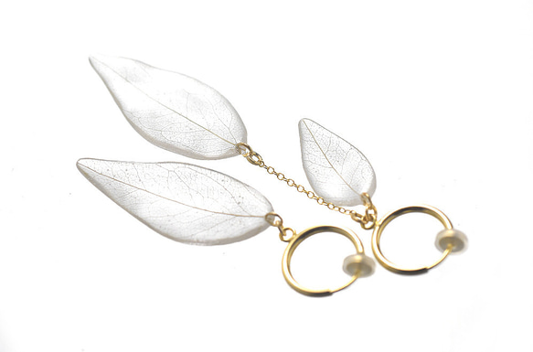 野草の葉っぱ【アシンメトリ】ピアス/イヤリング 5枚目の画像
