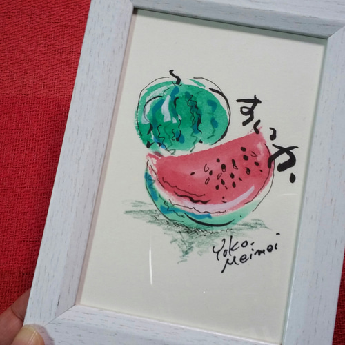 油絵 ミニ絵画【スイカ】 油絵】【ミニ絵画スイカ】 #油絵 #手書き #アート #絵画販売