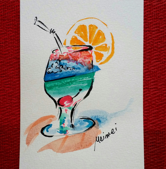 絵手紙＊グラスの中の海 絵画 Meimei 通販 4295327｜Creema