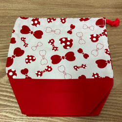【送料無料】コップ袋　リボン　赤　入園入学準備・洗い替えに♪ 2枚目の画像