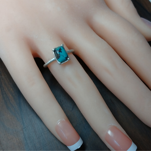 ターコイズ　ハンドメイド　シルバーリング ターコイズハンドメイドシルバーリングスターリングシルバー