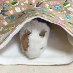 モルモット、小動物の寝袋（ネル生地・ことり） 1枚目の画像