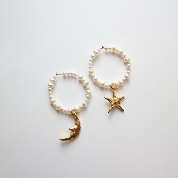 夜空中的珍珠～珍珠圈耳環～ 第1張的照片