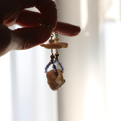 淡水珍珠和堇青石耳環（穿孔） 第8張的照片