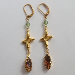 Vintage glass & Cross pierce(earring) 2枚目の画像