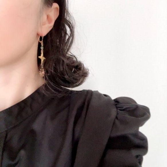 Vintage glass & Cross pierce(earring) 10枚目の画像