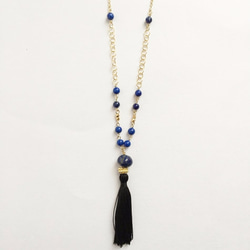 Lapis tassel necklace 第2張的照片