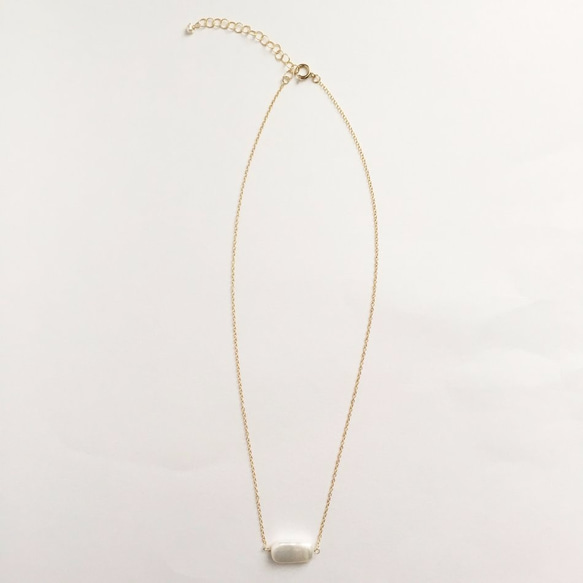 14KGF Rectangle Pearl Necklace 第2張的照片