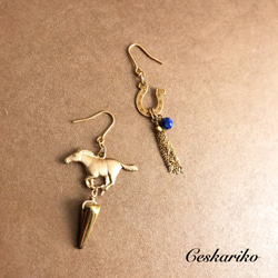 HM　イヤリング　シルバー　ウッド　ホース　馬 馬のwaltz ～ピアス（イヤリング）～ ピアス（フック・チェーン