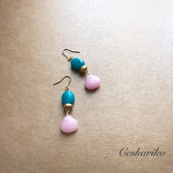 Contrast pierce(earring)～GREEN and PINK～ 第1張的照片