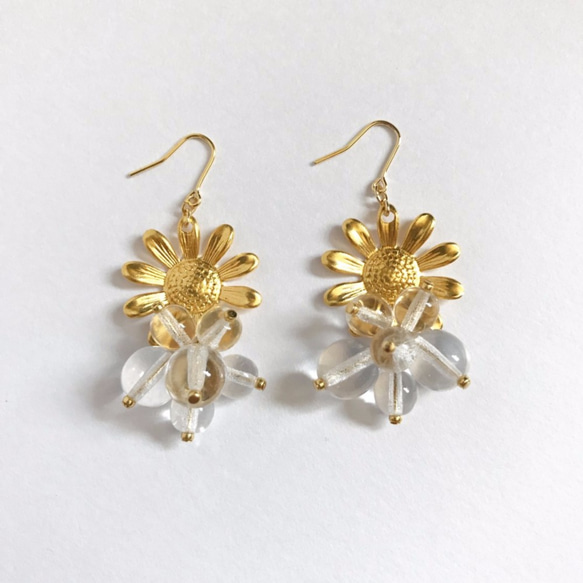 Flower Crystal pierce/earring 第2張的照片