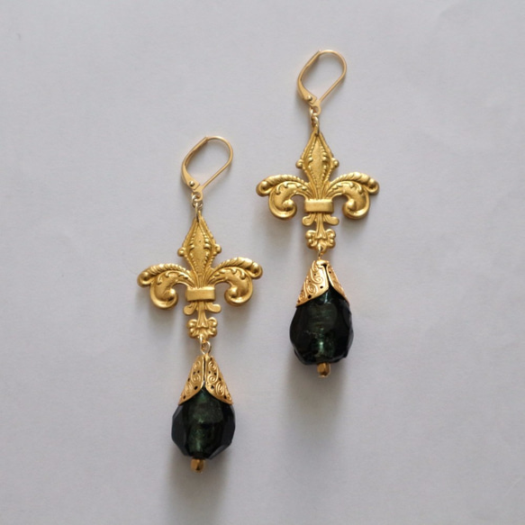 Vintage metal&glass pierce(earring) 1枚目の画像