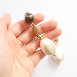 大珍珠，石耳環（耳環）C 第5張的照片