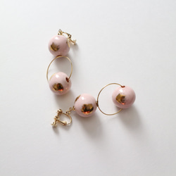 Vintage glass pink＆gold earring/pierce 6枚目の画像