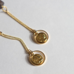 Vintage coin &multi color stone long pierce(earring) 6枚目の画像
