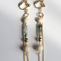 Stone＆Chain long earring(pierce) 2枚目の画像