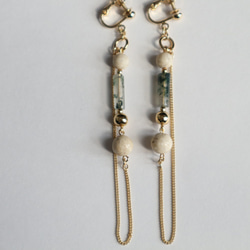Stone＆Chain long earring(pierce) 4枚目の画像