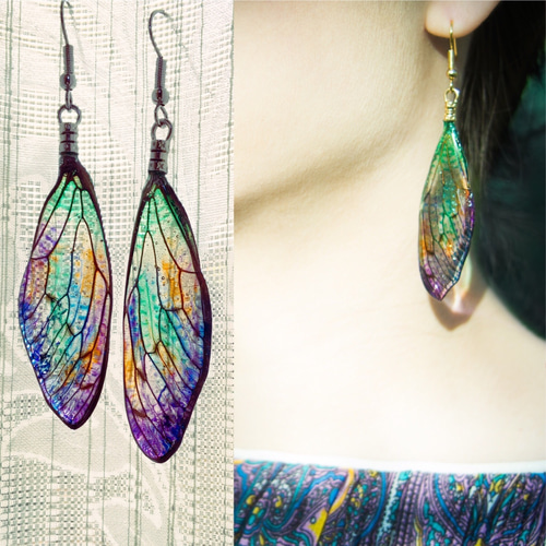 ほんものの蝉の翅】【オーダーメイド】セミのピアス イヤリング