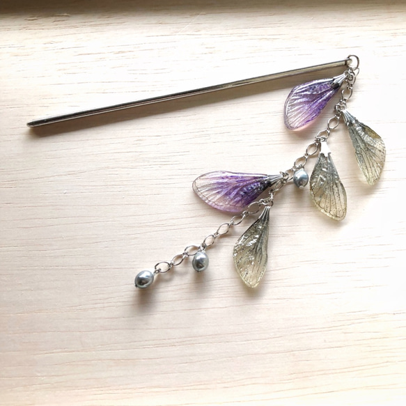 ほんものの蝉の翅】セミのかんざし 浴衣・着物アクセサリー かんざし