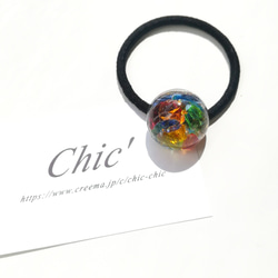 Chic'【受注生産】 琉球ガラス入り  ヘアゴム  mix 1枚目の画像