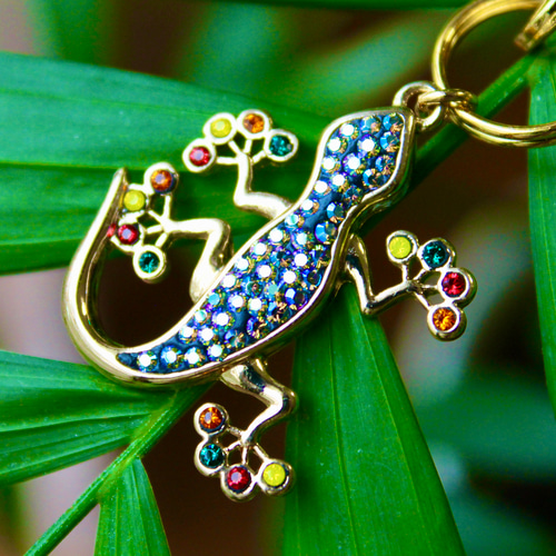 受注制作】再販×⑪ スタイリッシュな黒トカゲのバッグチャーム バッグ