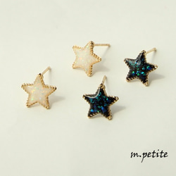 京都オパール使用 「深海の星」「白夜の星」 ポストピアス 1枚目の画像