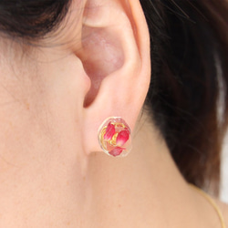 16kgf 花宝石「micromini rose」ピアス＊樹脂ノンホール・イヤリング・樹脂ポストピアス加工可能 4枚目の画像