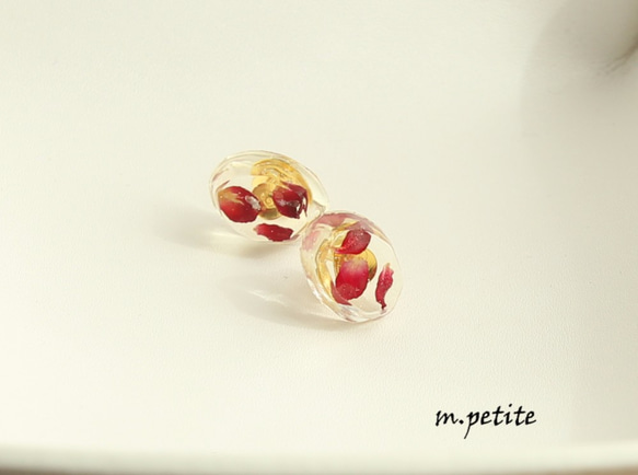 16kgf 花宝石「micromini rose」ピアス＊樹脂ノンホール・イヤリング・樹脂ポストピアス加工可能 6枚目の画像