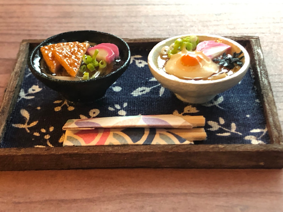 ミニチュア手打ちうどん！きつねうどん、やまかけうどんセット 2枚目の画像