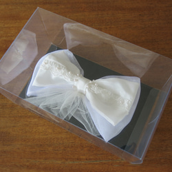 ウェディングに☆シンプルなホワイトサテンリボンのヘッドドレス 5枚目の画像