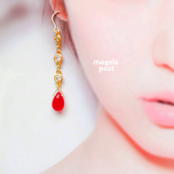 【special price!】14kgf♡strawberry drop♡輝くジルコニアチェーンの耳飾り 4枚目の画像