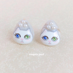 【ふるっち様オーダー品】lady white catの耳飾り♡odd eyes color 1枚目の画像